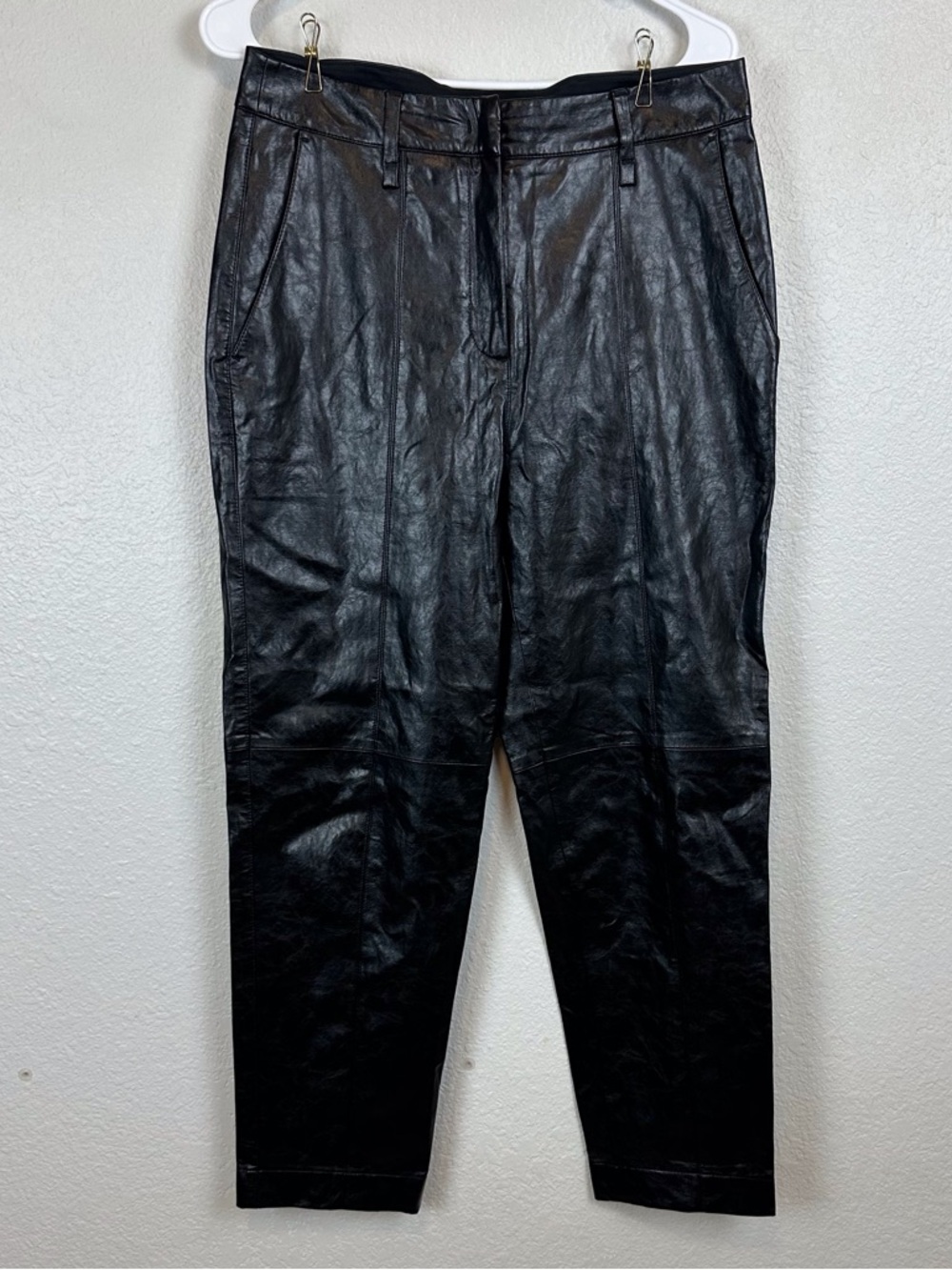 Luisa Cerano Faux Leather Black Trouser Damen